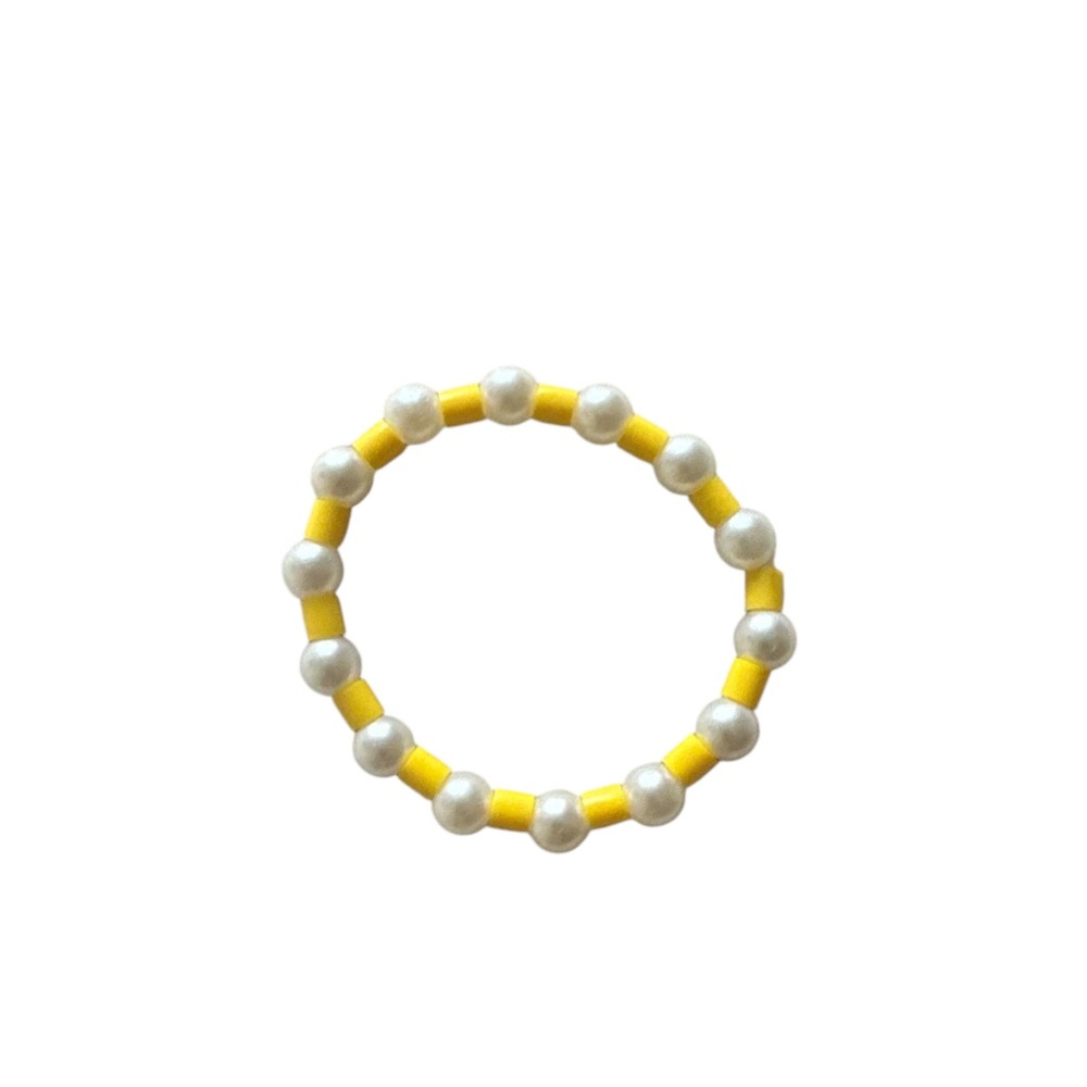 Handcrafted Faux Pearl & Yellow Fuse Beaded Bracelet